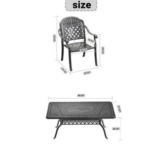 English Elm 7-piece Cast Aluminum Outdoor Dining Set Ornate Carved Patio Furniture Weather Resistant W1710S00642