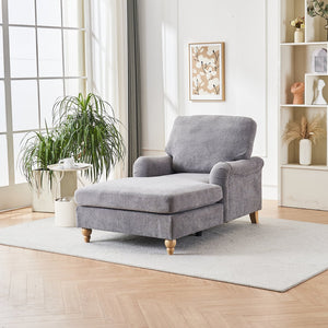 English Elm Modern Mid-Century Oversized Chaise Lounger Sofa Bed with Solid Wood Legs, Deep Seat Comfort Sleeper Grey W2363S00070