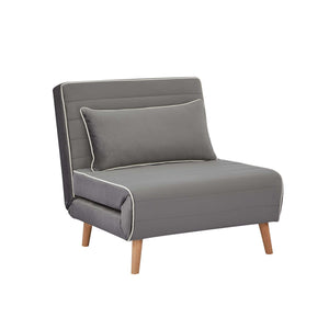 English Elm Canon Stylish Velvet Sectional Sofa Bed Set - Converts To Twin Beds In 10S, 3-Position Backrest, Grey W3391S00014