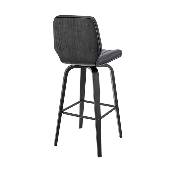 English Elm Quorin 26" Swivel Counter Height Gray Faux Leather Bar Stool with Black Wood, 360° Smooth Glide B2736P268595