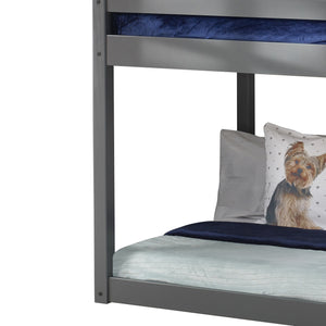 English Elm Grey Twin Loft Bed with Built-In Ladder & Guardrail, Solid Pine 13-Slat Support for Comfort and Space-Saving Safety B062P189210