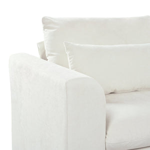 English Elm U_style Modular U-shaped Sectional Sofa Six Seat Linen Fabric with Storage Ottomans Beige WY000491AAA