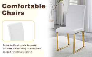 English Elm 6-pack Pu Leather Dining Chairs with Iron Frame and Thick Foam Cushion for Home or Office W2920S00101