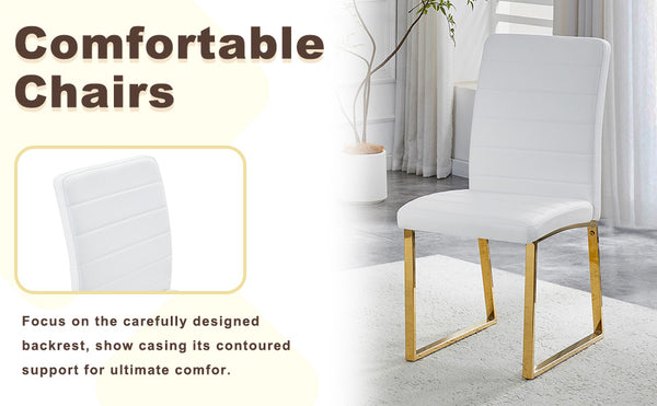 English Elm 6-pack Pu Leather Dining Chairs with Iron Frame and Thick Foam Cushion for Home or Office W2920S00101
