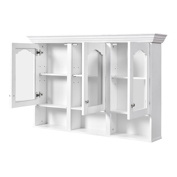 English Elm 47" Wall Mounted Bathroom Cabinet with Mirror — Space-Saving 3 Adjustable Shelves, Pine Accents, Water-Resistant Finish N710P264268K