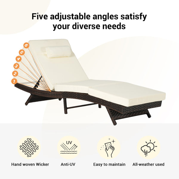 English Elm Outdoor Wicker Reclining Lounge Chair Set Of 2 - Adjustable Comfort, Durable Design For Patio & Garden W874P264721-GIGA