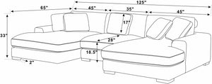 English Elm Large Corduroy Double Chaise Sectional Sofa with Lumbar Support for Spacious Living Rooms Dark Green B2748S00017