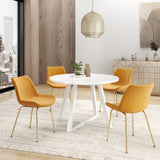 English Elm Avant 5-Piece Round Dining Set, Trestle Dining Table With 4 Side Chairs