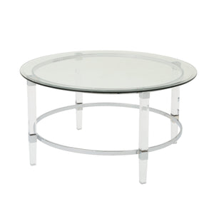 English Elm Christopher Knight Home® - ROUND Glass Tempered Coffee Table with Clear Iron & Acrylic Frame, 36" Round Minimalist Modern Style 61530.00