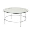 Christopher Knight Home® - Noble House - Elowen Modern Round Tempered Glass Coffee Table with Acrylic and Iron Accents