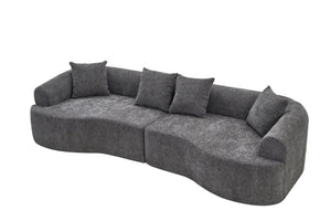 English Elm Curved Chenille Modular Sectional Sofa Boneless High-density Foam for Apartment Living Grey W3728S00008