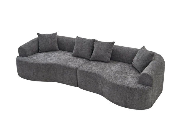 English Elm Curved Chenille Modular Sectional Sofa Boneless High-density Foam for Apartment Living Grey W3728S00008