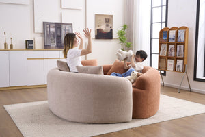 English Elm LY-042 Zen-Inspired S-Curved Dual-Depth Loveseat with Chenille Upholstery, Ready-to-Use Comfort Coral W2231P329722