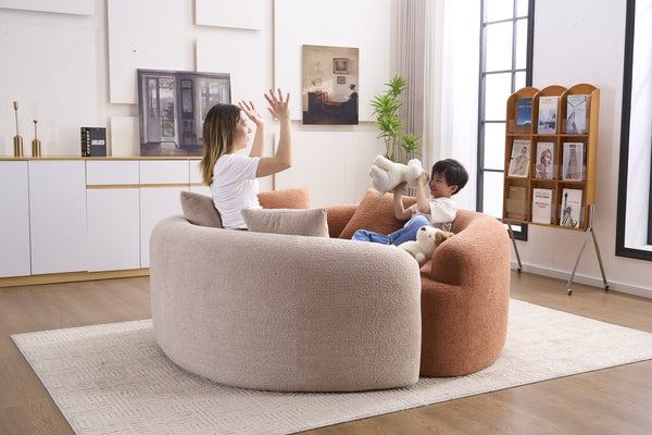 English Elm LY-042 Zen-Inspired S-Curved Dual-Depth Loveseat with Chenille Upholstery, Ready-to-Use Comfort Coral W2231P329722