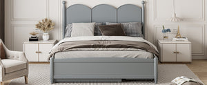 English Elm Queen Size Platform Bed With Trundle & 2 Large Drawers - Elegant Gray Storage Solution For Bedrooms N820S00025E-GIGA