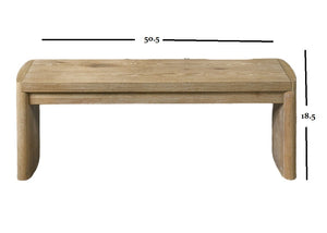 English Elm 1pc Upholstery Bench with Soft Rounded Corners, Light Finish, Upholstered Seat, Contemporary Dining Appeal Oak 52 L x 19 W x 10 H B011P366729