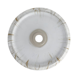 English Elm Ceramic Art Vessel Sink Above Counter – Elegant Gold Line Pattern, Durable Glaze, Easy-Clean Finish White+Gold W999P346769
