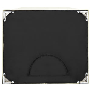 English Elm Cordelia Round Pearl White Upholstered Ottoman with Polished Marble Top & Gold Metal Frame, Luxe Finish B062P328669