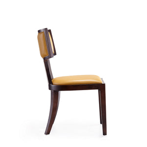 English Elm Dining Chairs Set of 2 Klismos Faux Leather Walnut Beech Frame Tailored Seating B365P415821