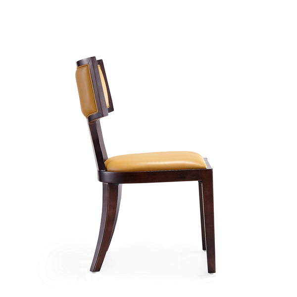 English Elm Dining Chairs Set of 2 Klismos Faux Leather Walnut Beech Frame Tailored Seating B365P415821