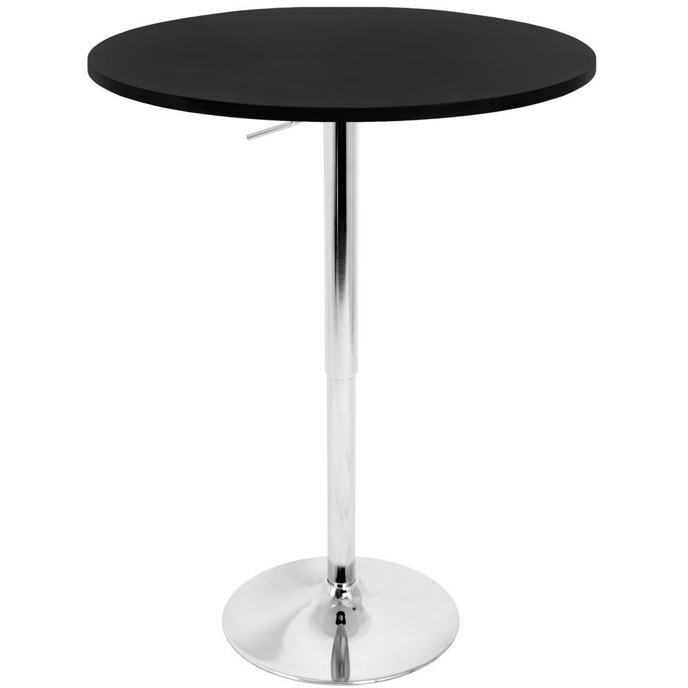 English Elm Contemporary Hydraulic Lift Bar Table with Wooden Top and Matte Black Metal Base B202P223299