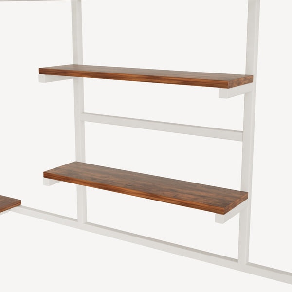 English Elm Black Metal Loft Bed with Built-in Desk Rgb Led Lighting and Charging Station White W1671S00007