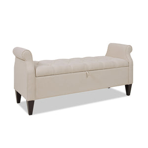 English Elm Jacqueline Tufted Roll Arm Storage Bench Birch Frame Polyester Entryway Seating B2719P238458