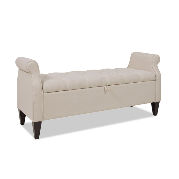 English Elm Jacqueline Tufted Roll Arm Storage Bench Birch Frame Polyester Entryway Seating B2719P238458