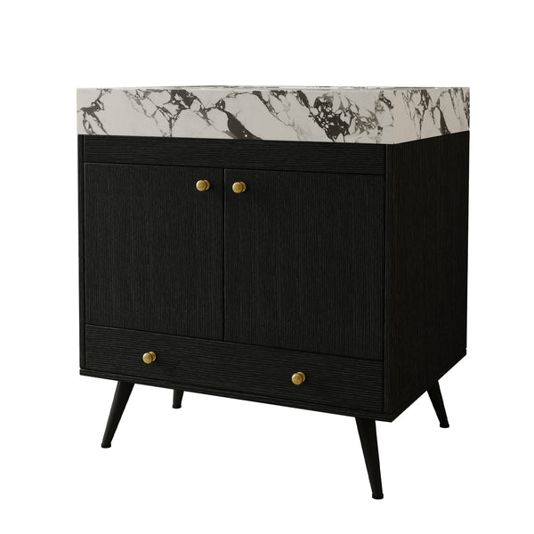 English Elm Contemporary Freestanding Bathroom Vanity Sintered Stone Top Ceramic Sink Steel Legs W3136S00063