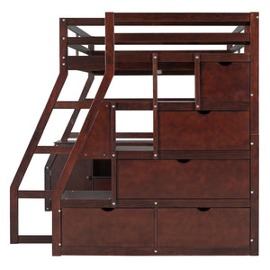 English Elm Full Size Kids Loft Bed with Integrated Desk Seven Drawers and Open Shelving Espresso LT000649AAP-3