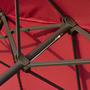 English Elm Outsunny 15' Double-Sided Patio Umbrella - Stylish Wine Red Shade With Easy Crank & Durable Steel Frame W2225P174266-GIGA