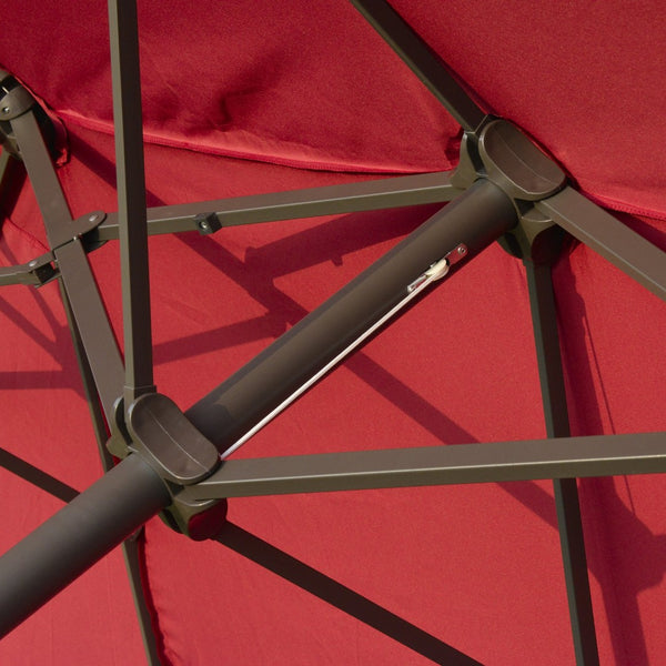 English Elm Outsunny 15' Double-Sided Patio Umbrella - Stylish Wine Red Shade With Easy Crank & Durable Steel Frame W2225P174266-GIGA