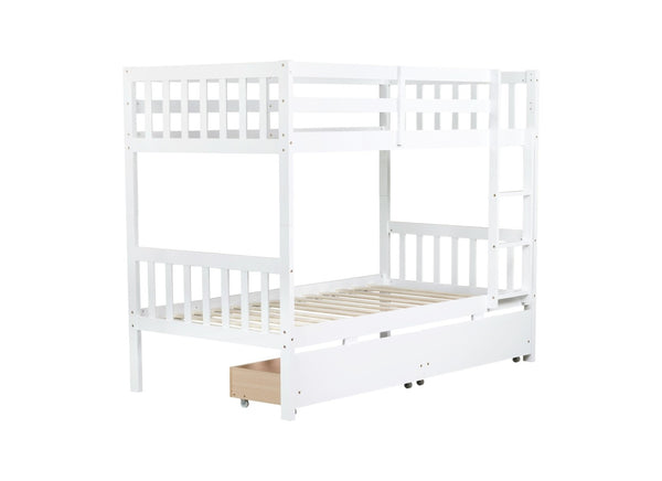 English Elm Twin Over Twin Rubberwood Bunk Bed With 2 Drawers – Convertible, Safe, Stylish & Space-Saving Design W504S00199-GIGA