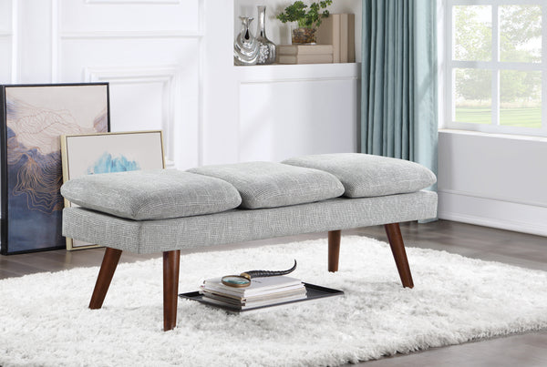 OSP Home Furnishings Amanda 54" Mid-Century Bench Grey