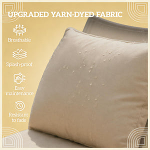 English Elm Seat and Back Cushion Set for Patio Chairs Yarn Dyed Fabric Uv Resistant Beige T3971P443257