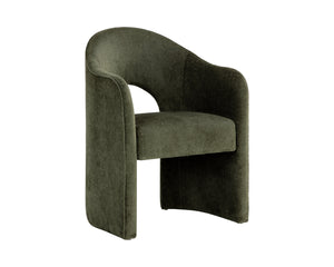 Sunpan Anaya Dining Armchair - Elegant Curved Design for Ultimate Comfort in Contemporary Dining Spaces Bergen Olive