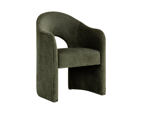 Sunpan Anaya Dining Armchair - Elegant Curved Design for Ultimate Comfort in Contemporary Dining Spaces Bergen Olive