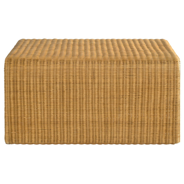 English Elm Cahya Natural Square Woven Rattan Coffee Table with Waterfall Edges, Organic Grain & Modern Warmth B062P344967