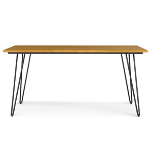 English Elm Hunter Modern Industrial Dining Table 66"x40" Brown Oak Veneer, Hairpin Legs, Seats 6, Durable Finish B136P266895