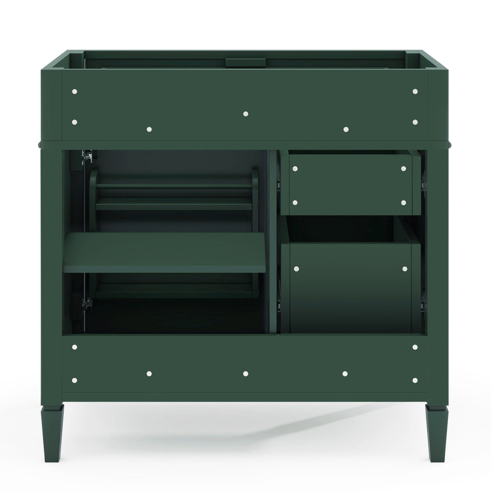 English Elm 36'' Bathroom Vanity – Modern Solid Wood Storage Cabinet With 2 Drawers, Tip-Out Drawer & Customizable Design N710P256582F