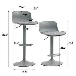English Elm Bar Stools Set of 2 Adjustable Swivel Pu Leather Kitchen Island Seating with Back Black W676P358682