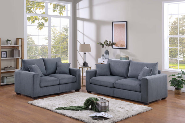 English Elm Contemporary Corduroy Sofa and Loveseat Set with Square Arms for Living Room B011S02222