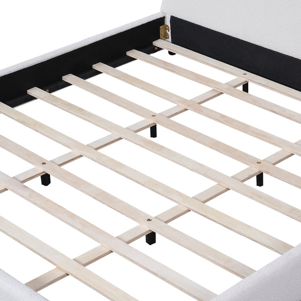 English Elm Christopher Knight Home® - King Size Bed Frame With Chic Boucle Upholstered Round Headboard For Modern Bedroom Elegance N757K327030W