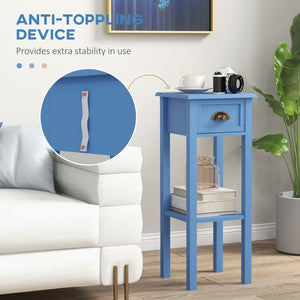 English Elm 2-tier White End Table Set with Drawer and Open Shelf for Small Space Living T3971P406066
