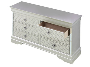 English Elm Verona Contemporary Dresser In Silver Champagne - Stylish Storage With Modern Embossed "X" Design B078108371-GIGA
