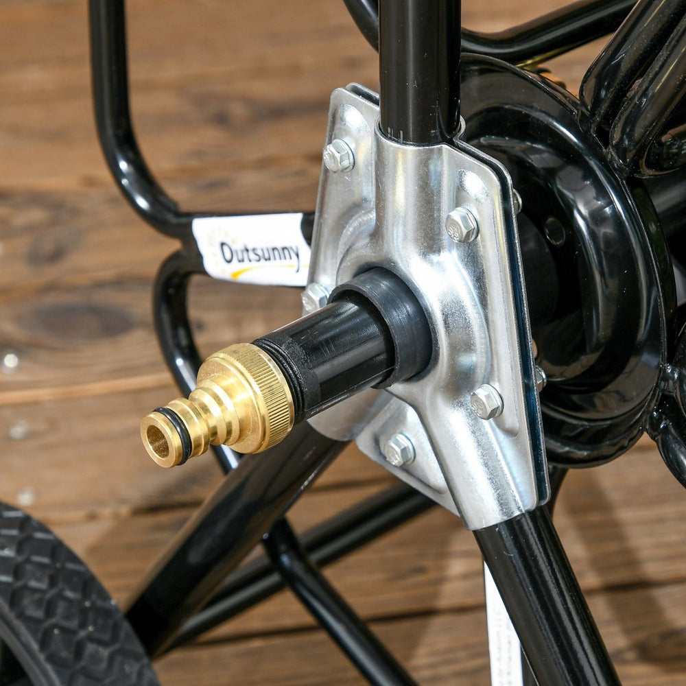 English Elm Outsunny Portable Garden Hose Reel Cart - Holds 98' Of 5/8" Hose, Durable, Easy To Maneuver, Black W2225P217241-GIGA