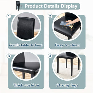 English Elm Four Black Pu Leather Dining Chairs with Steel Legs for Modern Industrial Kitchens W1151P372919
