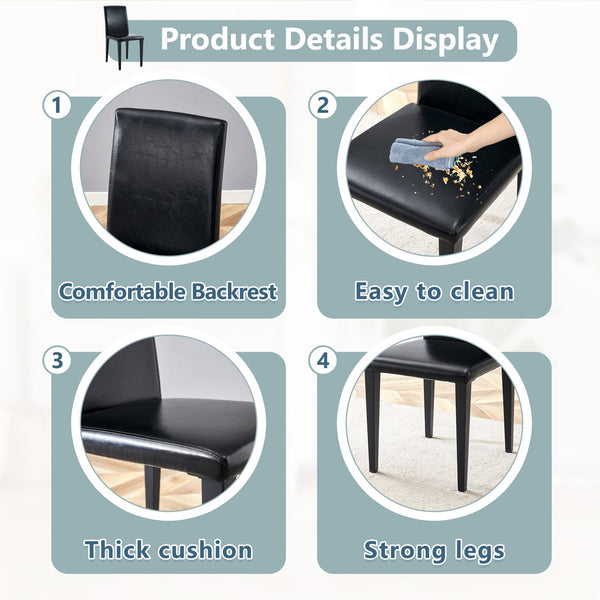 English Elm Four Black Pu Leather Dining Chairs with Steel Legs for Modern Industrial Kitchens W1151P372918