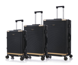 English Elm Luggage Set 3 Piece Polycarbonate Aluminum Frame Hard Shell Travel Suitcases with Lock Black T3292P361538