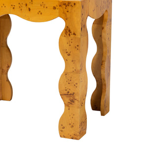 English Elm Modern Mappa Burl Wood End Table with Scalloped Edges for Living or Bedroom B2750P467814